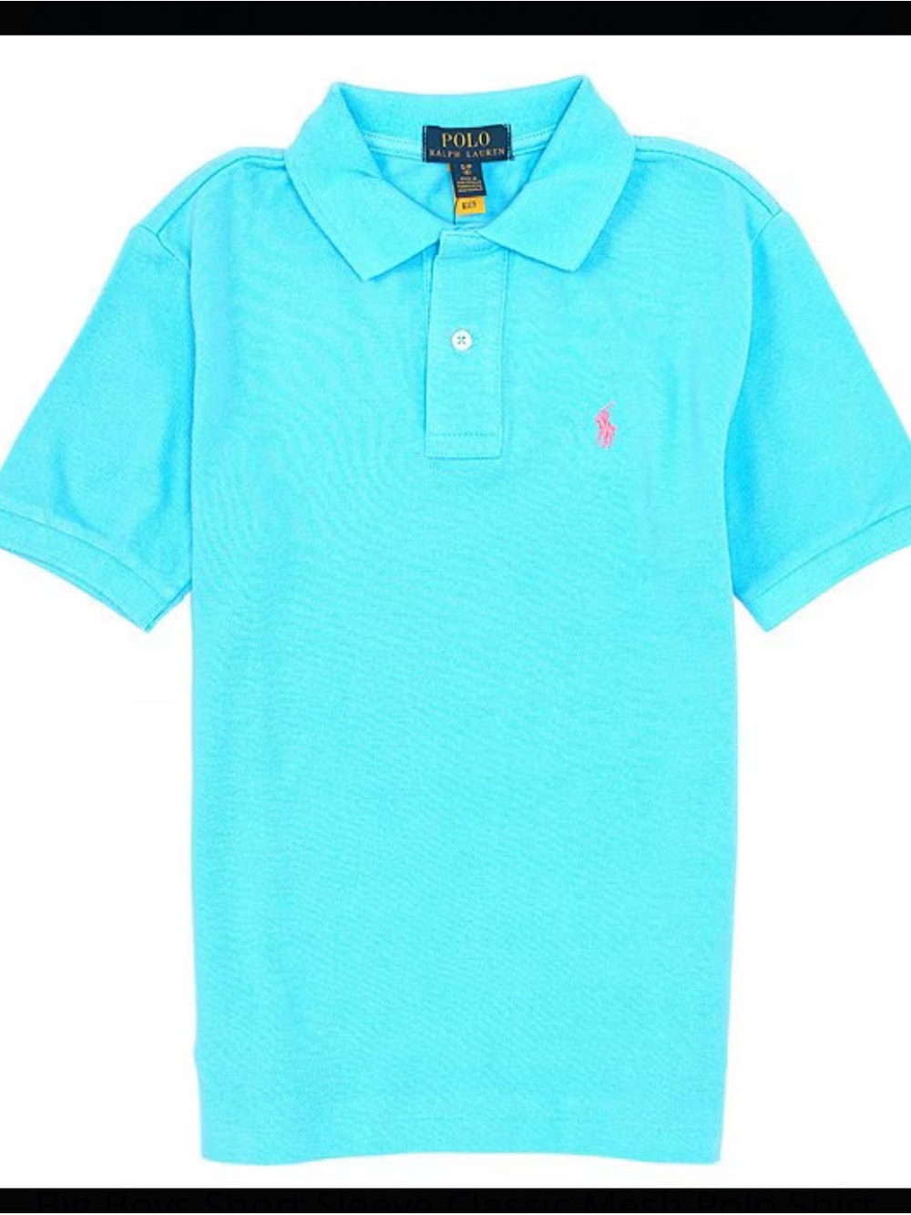 Polo by Ralph Lauren Boys' Aqua Short Sleeve Polo Shirt Size Medium NWT